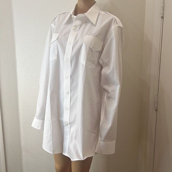 Twin Hill Shirt 16 1/2 White Dress Non Breakable Buttons Long Sleeve Two Pockets - Picture 2 of 9